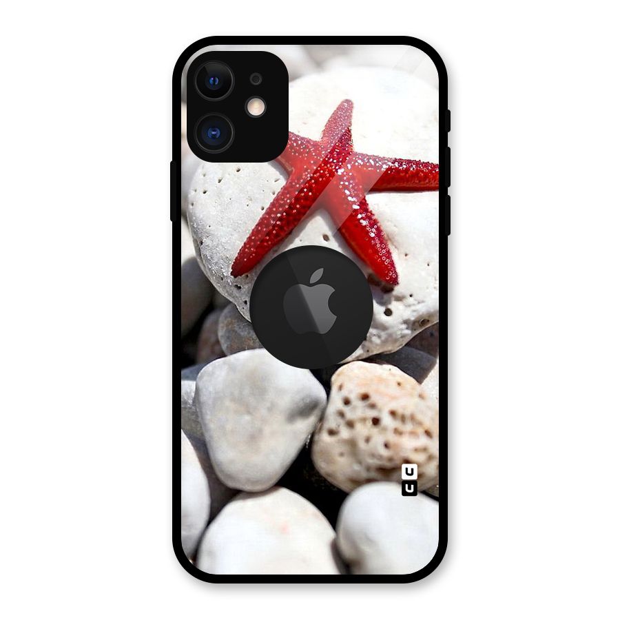Red Star Fish Glass Back Case for iPhone 11 Logo Cut