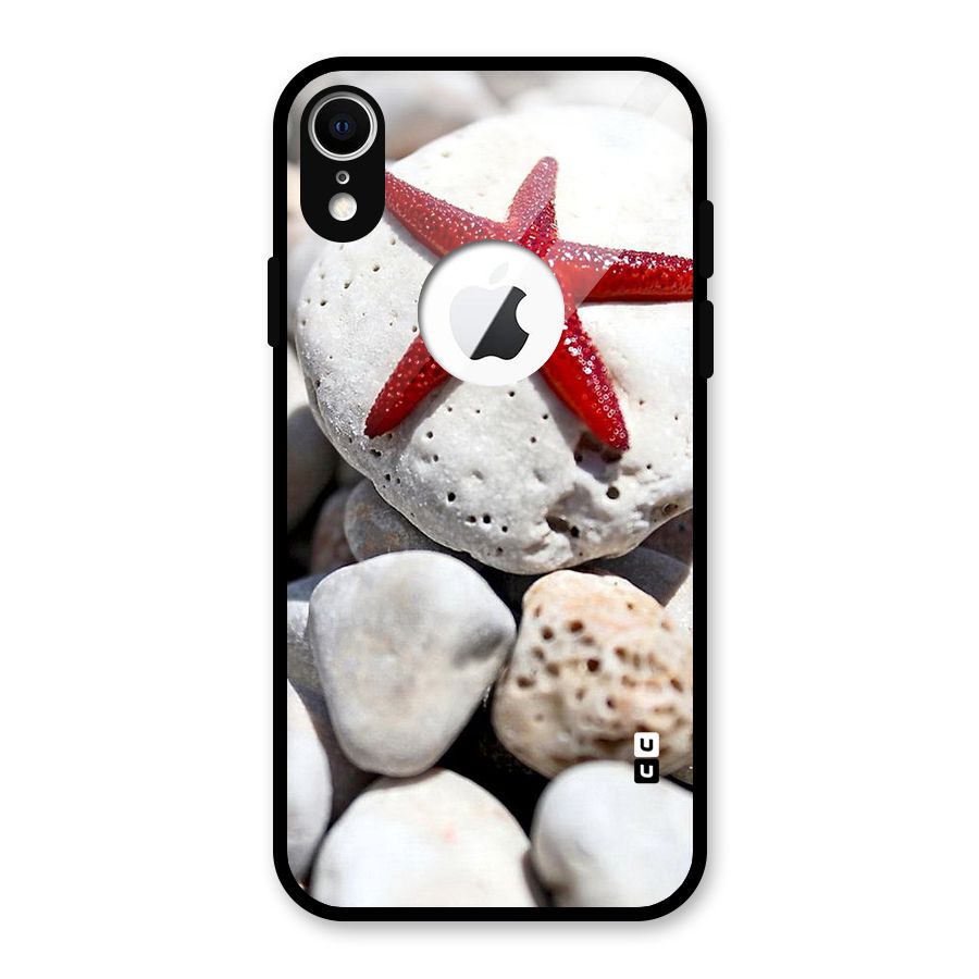 Red Star Fish Glass Back Case for iPhone XR Logo Cut