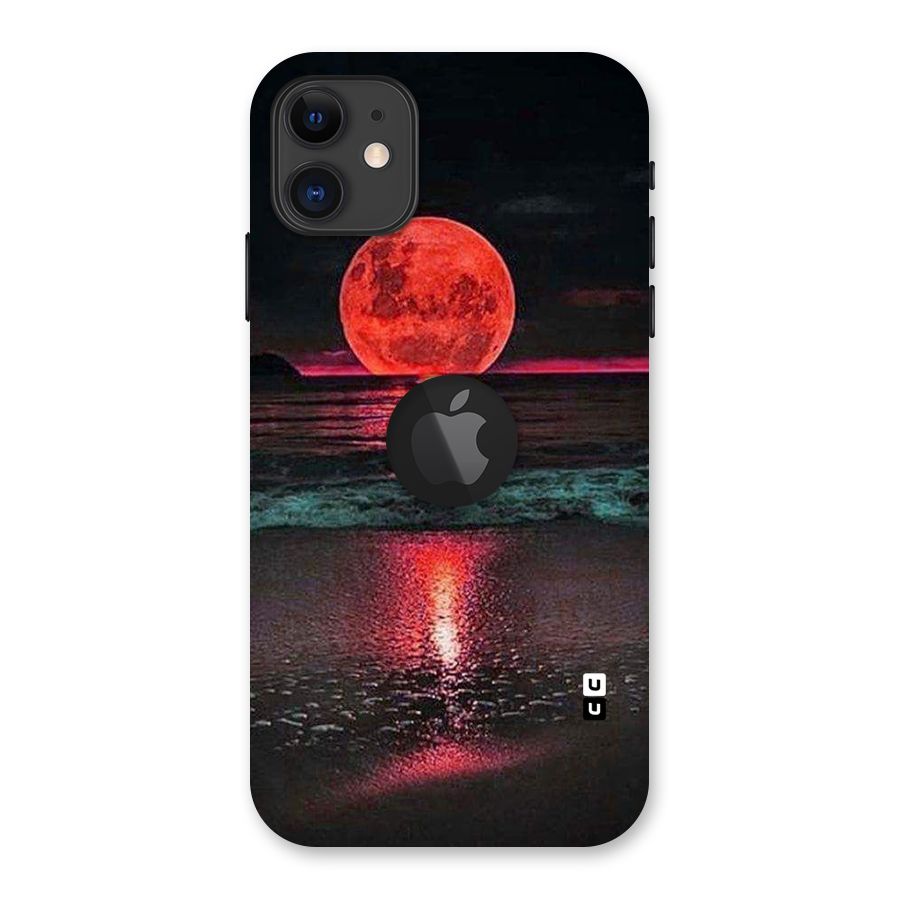 Red Sun Ocean Back Case for iPhone 11 Logo Cut