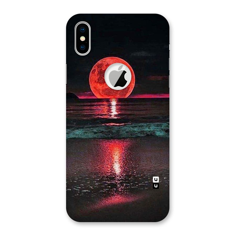 Red Sun Ocean Back Case for iPhone XS Logo Cut