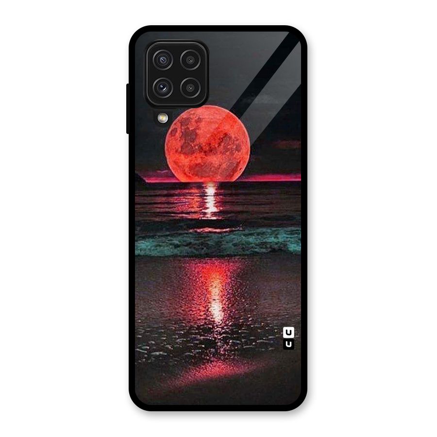 Red Sun Ocean Glass Back Case for Galaxy A22 4G