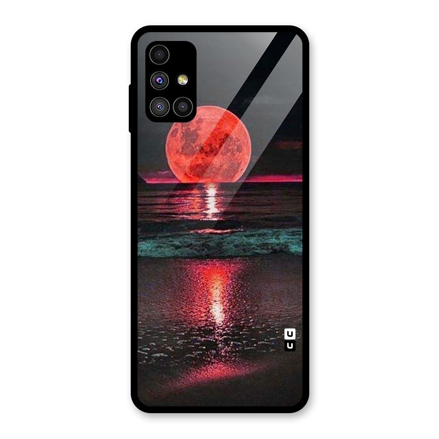 Red Sun Ocean Glass Back Case for Galaxy M51