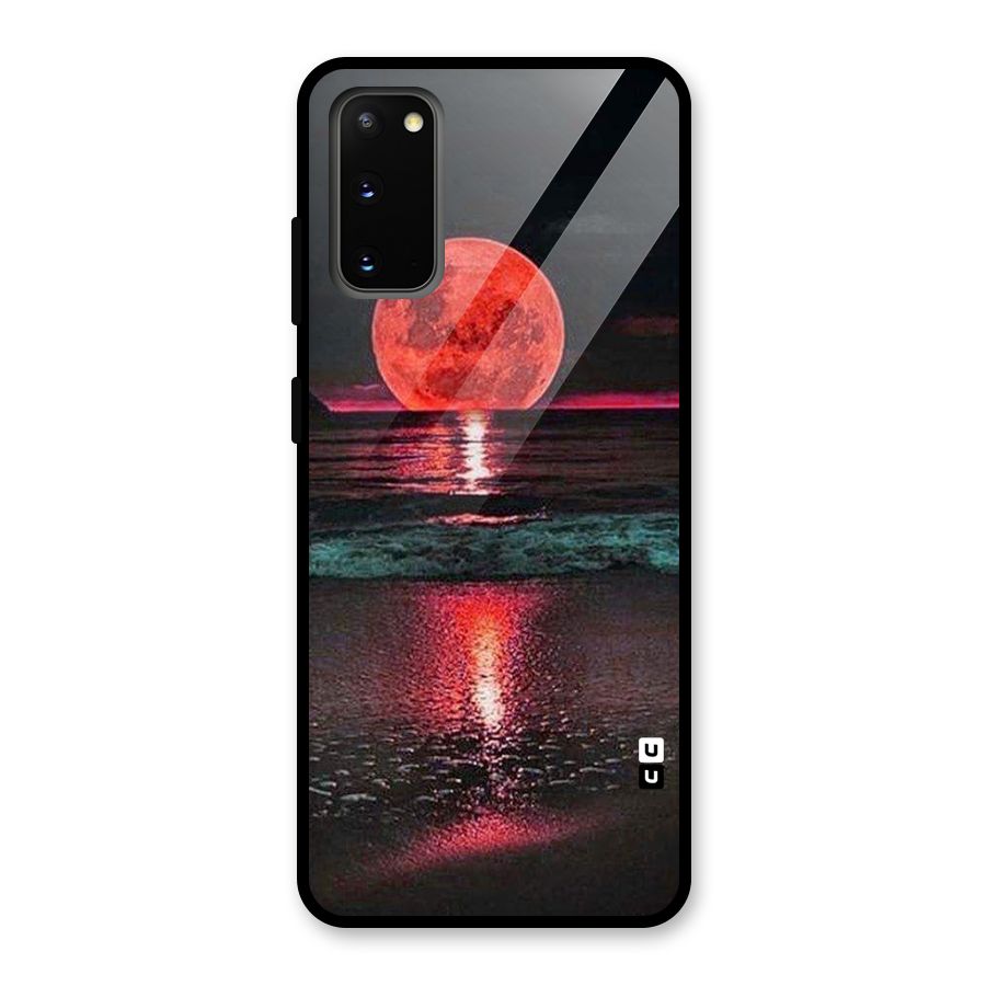 Red Sun Ocean Glass Back Case for Galaxy S20