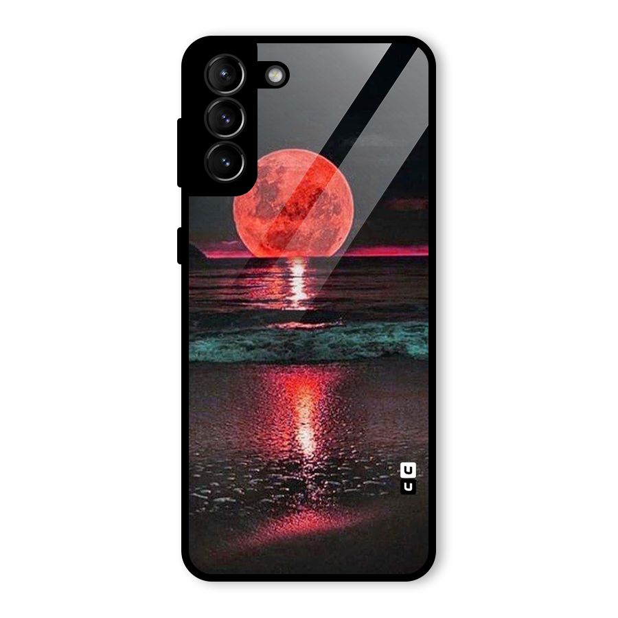 Red Sun Ocean Glass Back Case for Galaxy S21 Plus