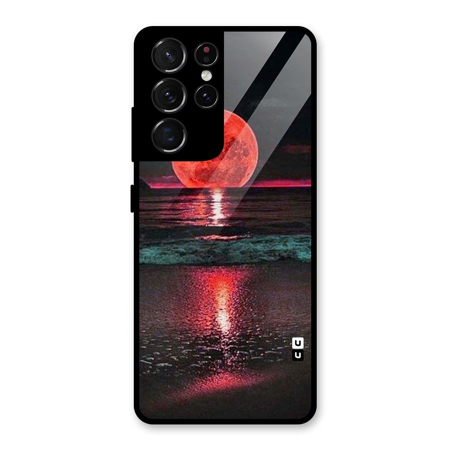 Red Sun Ocean Glass Back Case for Galaxy S21 Ultra 5G
