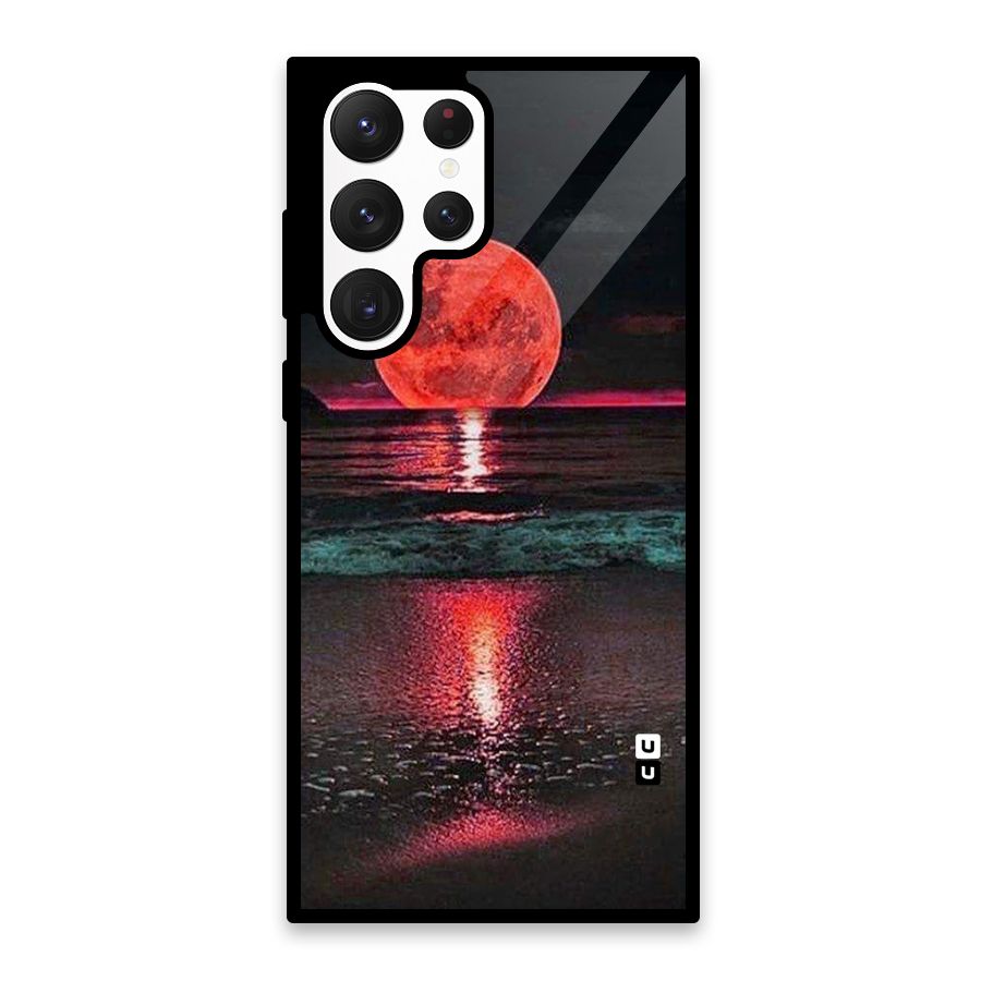 Red Sun Ocean Glass Back Case for Galaxy S22 Ultra 5G