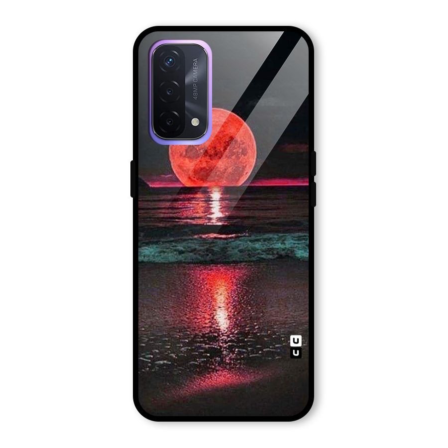 Red Sun Ocean Glass Back Case for Oppo A74 5G