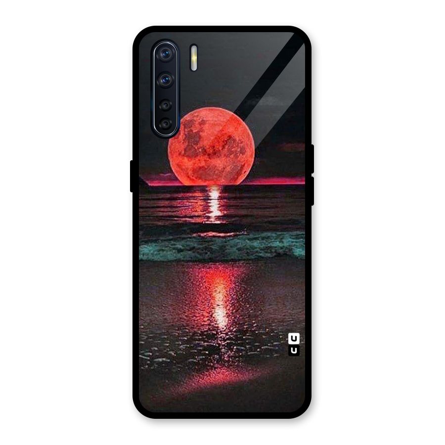 Red Sun Ocean Glass Back Case for Oppo F15