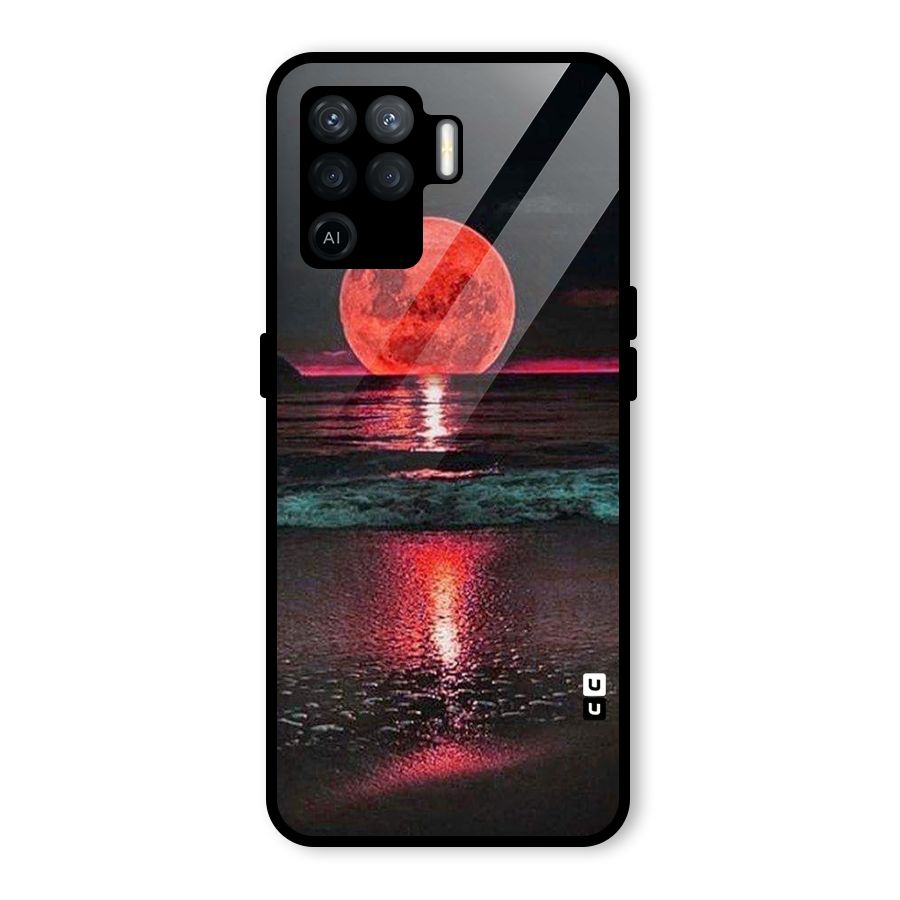Red Sun Ocean Glass Back Case for Oppo F19 Pro