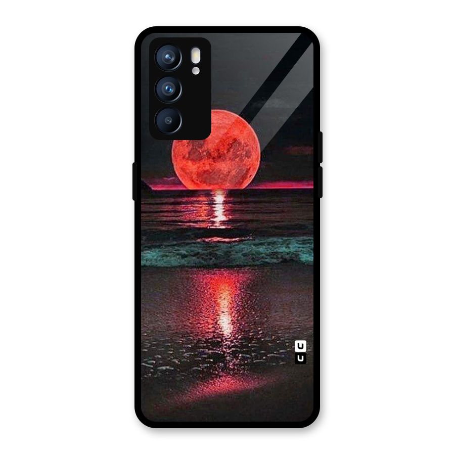 Red Sun Ocean Glass Back Case for Oppo Reno6 5G
