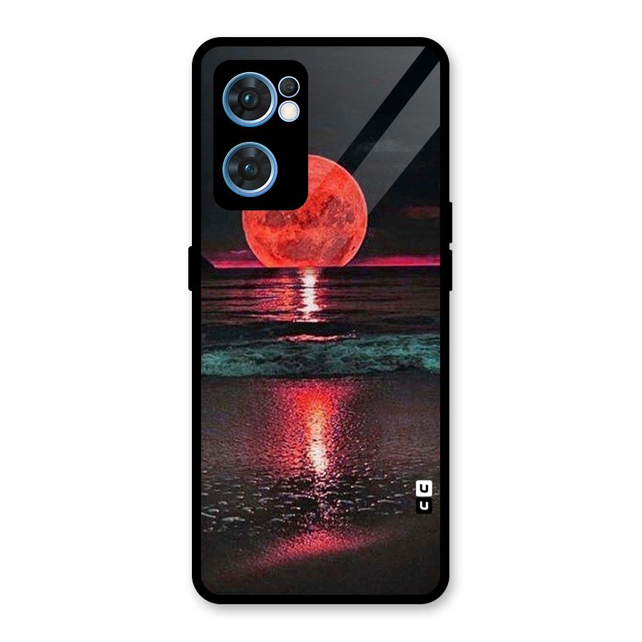 Red Sun Ocean Glass Back Case for Oppo Reno7 5G
