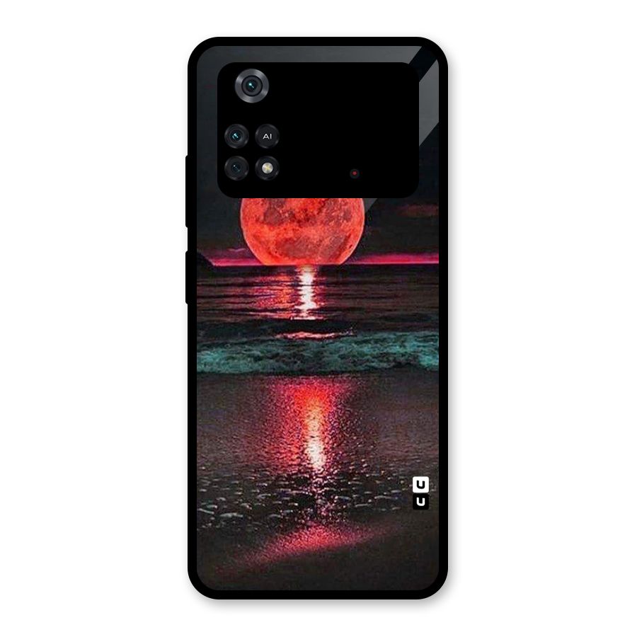 Red Sun Ocean Glass Back Case for Poco M4 Pro 4G