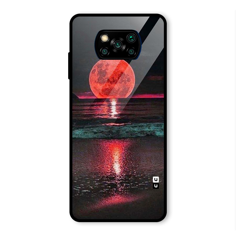 Red Sun Ocean Glass Back Case for Poco X3 Pro