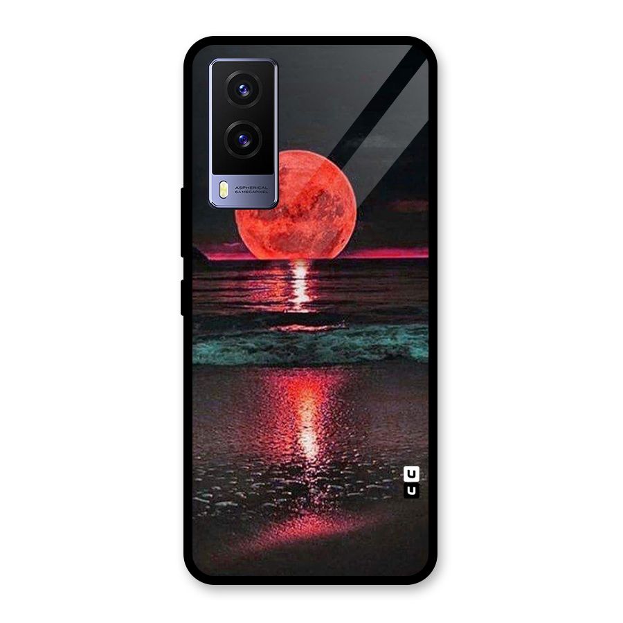 Red Sun Ocean Glass Back Case for Vivo V21e 5G