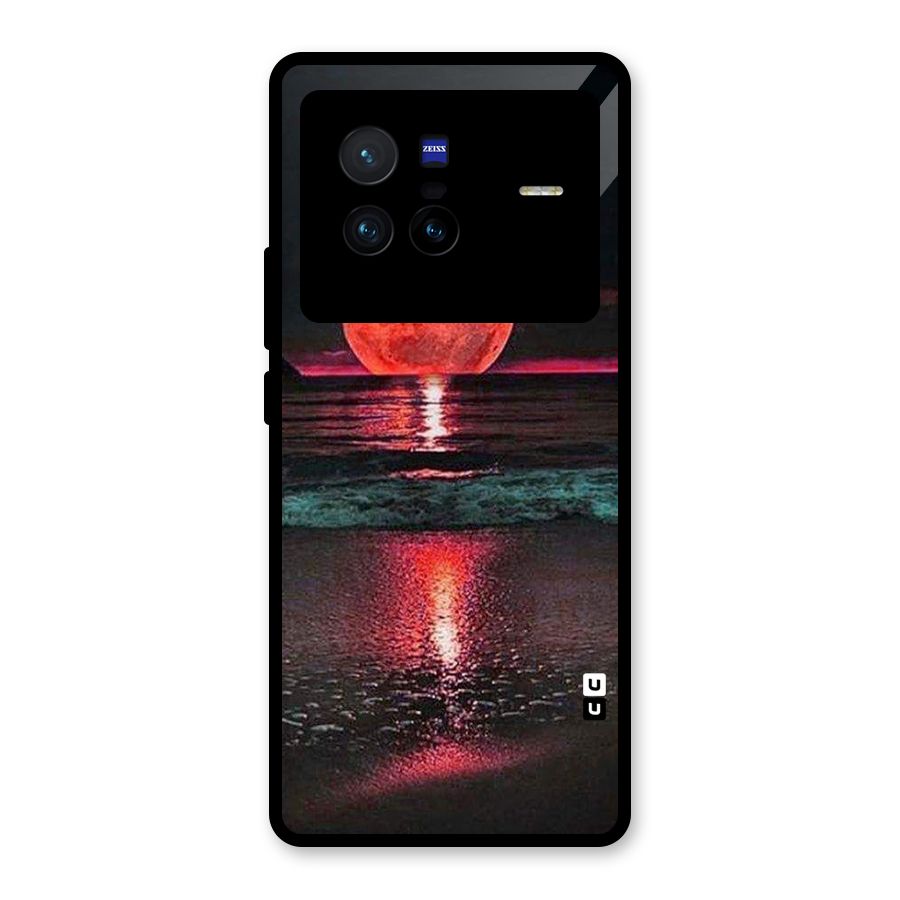 Red Sun Ocean Glass Back Case for Vivo X80