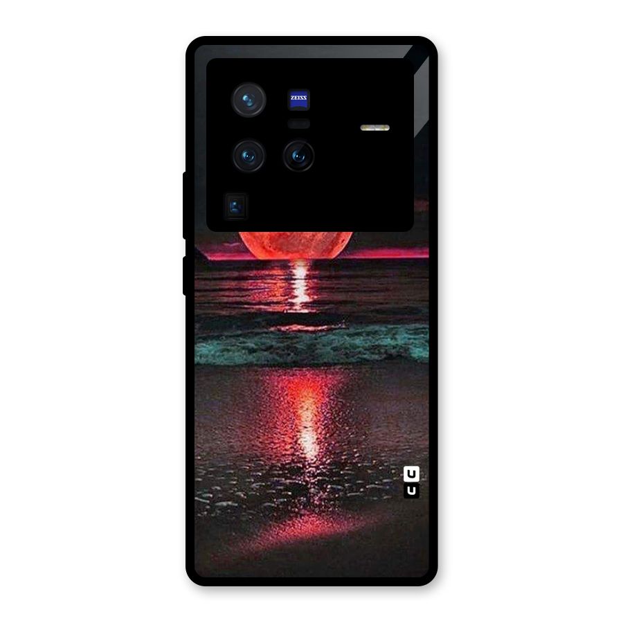Red Sun Ocean Glass Back Case for Vivo X80 Pro