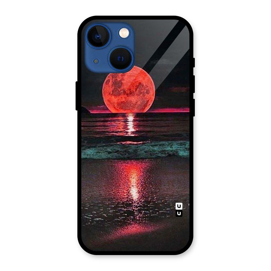 Red Sun Ocean Glass Back Case for iPhone 13 Mini