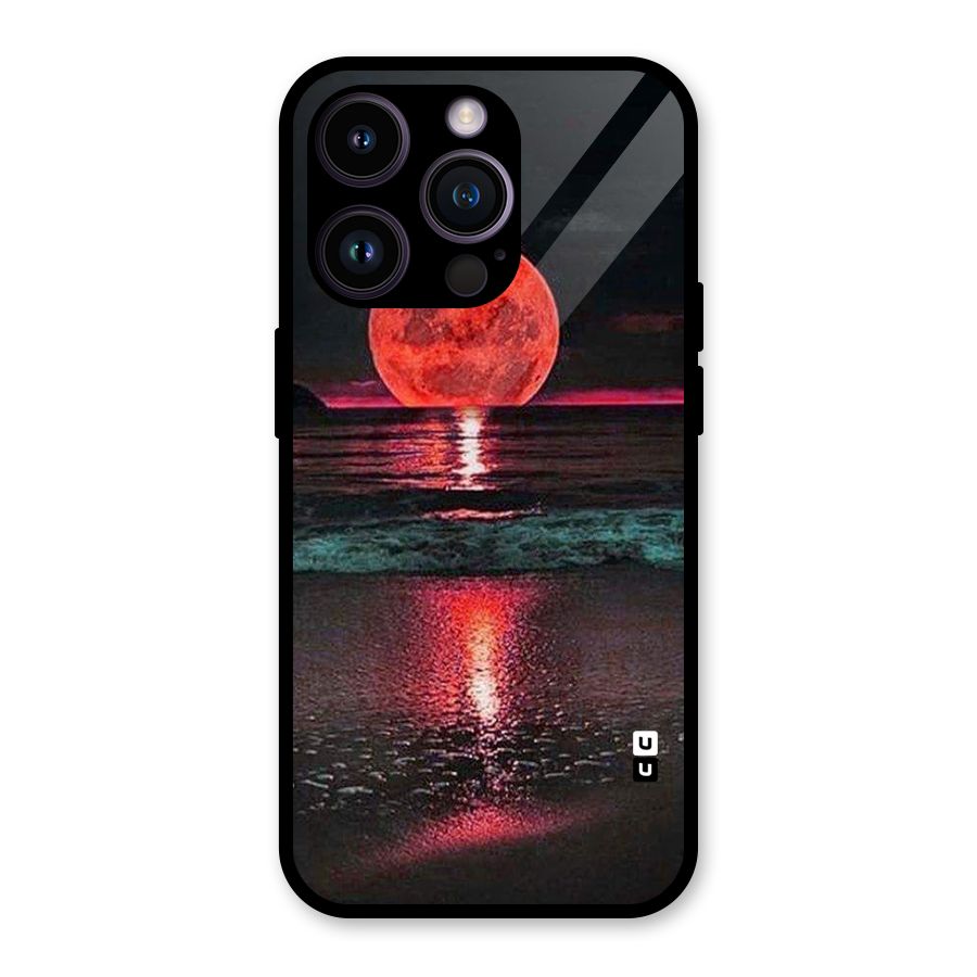 Red Sun Ocean Glass Back Case for iPhone 14 Pro