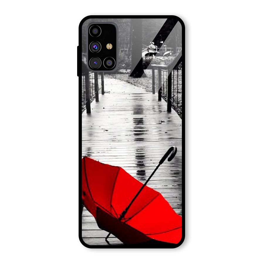 Red Umbrella Glass Back Case for Galaxy M31s