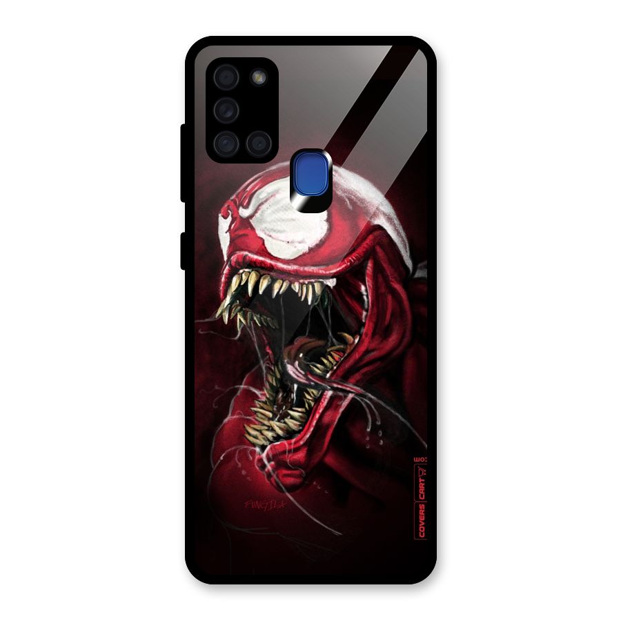 Red Venom Artwork Glass Back Case for Galaxy A21s