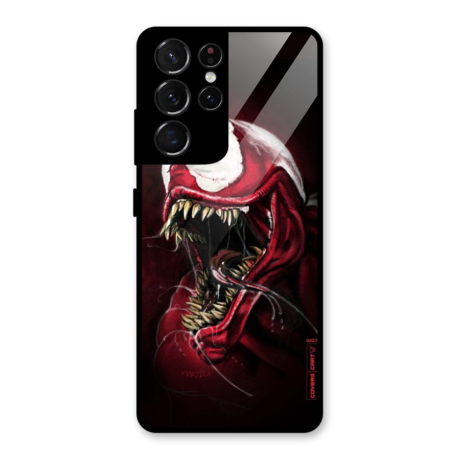 Red Venom Artwork Glass Back Case for Galaxy S21 Ultra 5G