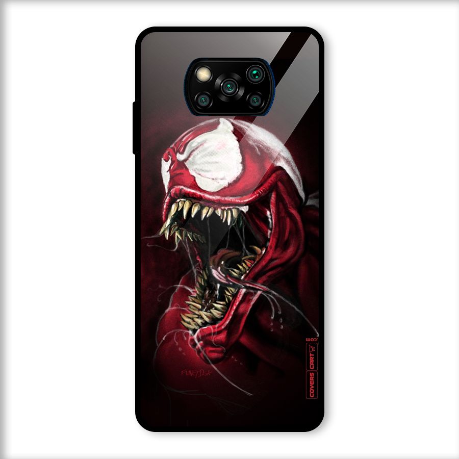 Red Venom Artwork Glass Back Case for Poco X3