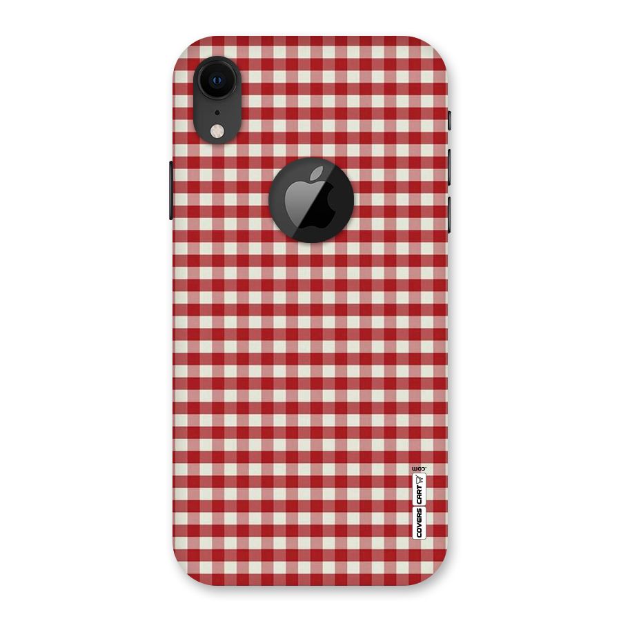 Red White Check Back Case for iPhone XR Logo Cut