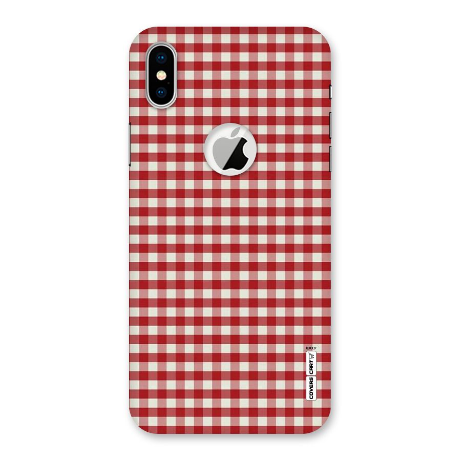 Red White Check Back Case for iPhone XS Logo Cut