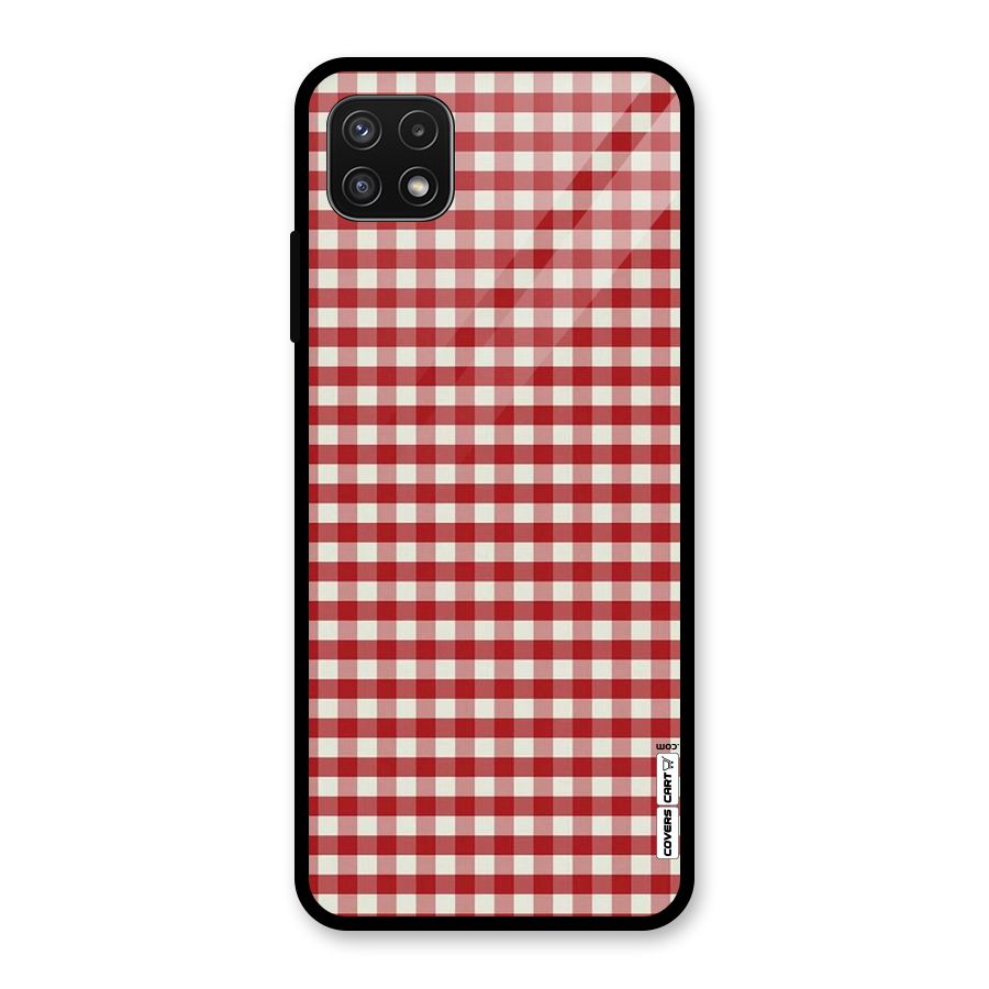 Red White Check Glass Back Case for Galaxy A22 5G