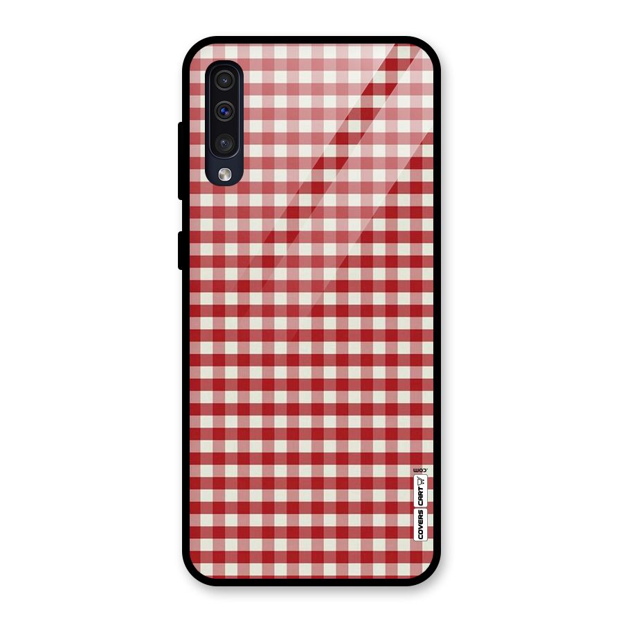 Red White Check Glass Back Case for Galaxy A30s