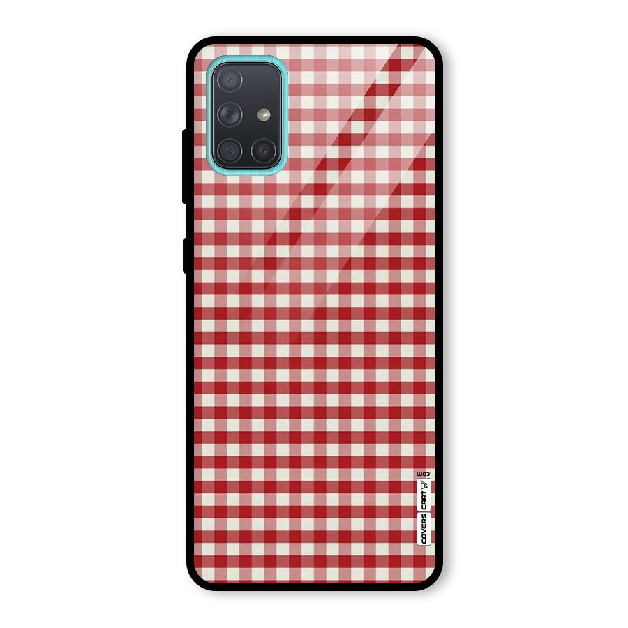 Red White Check Glass Back Case for Galaxy A71