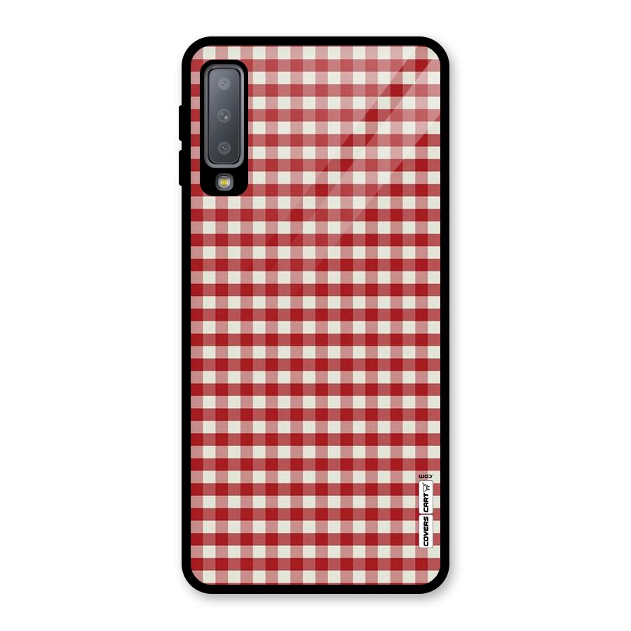 Red White Check Glass Back Case for Galaxy A7 (2018)