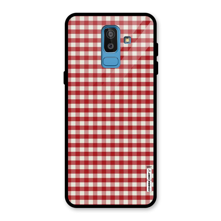 Red White Check Glass Back Case for Galaxy J8