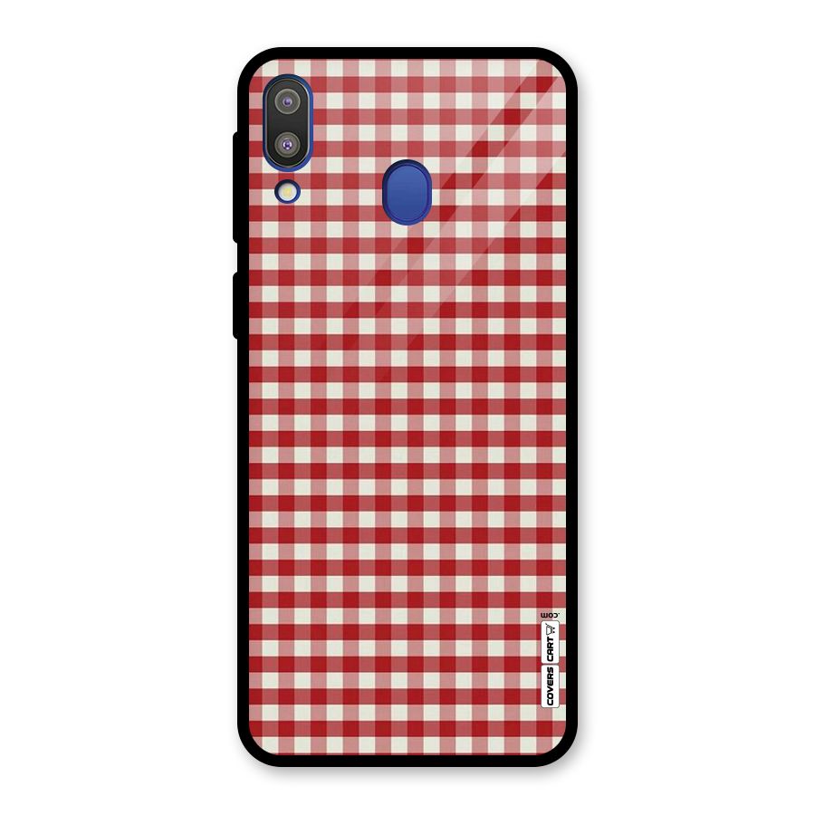 Red White Check Glass Back Case for Galaxy M20