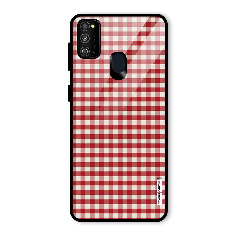 Red White Check Glass Back Case for Galaxy M30s