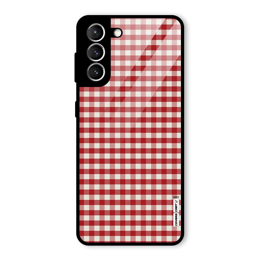 Red White Check Glass Back Case for Galaxy S21 5G