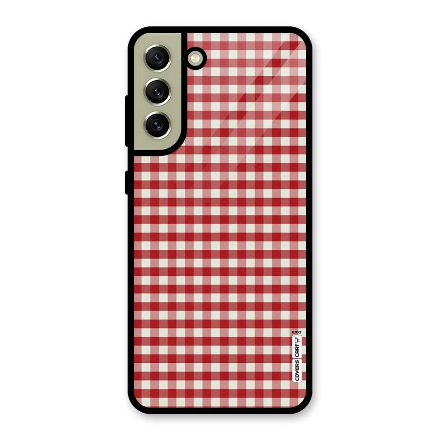 Red White Check Glass Back Case for Galaxy S21 FE 5G