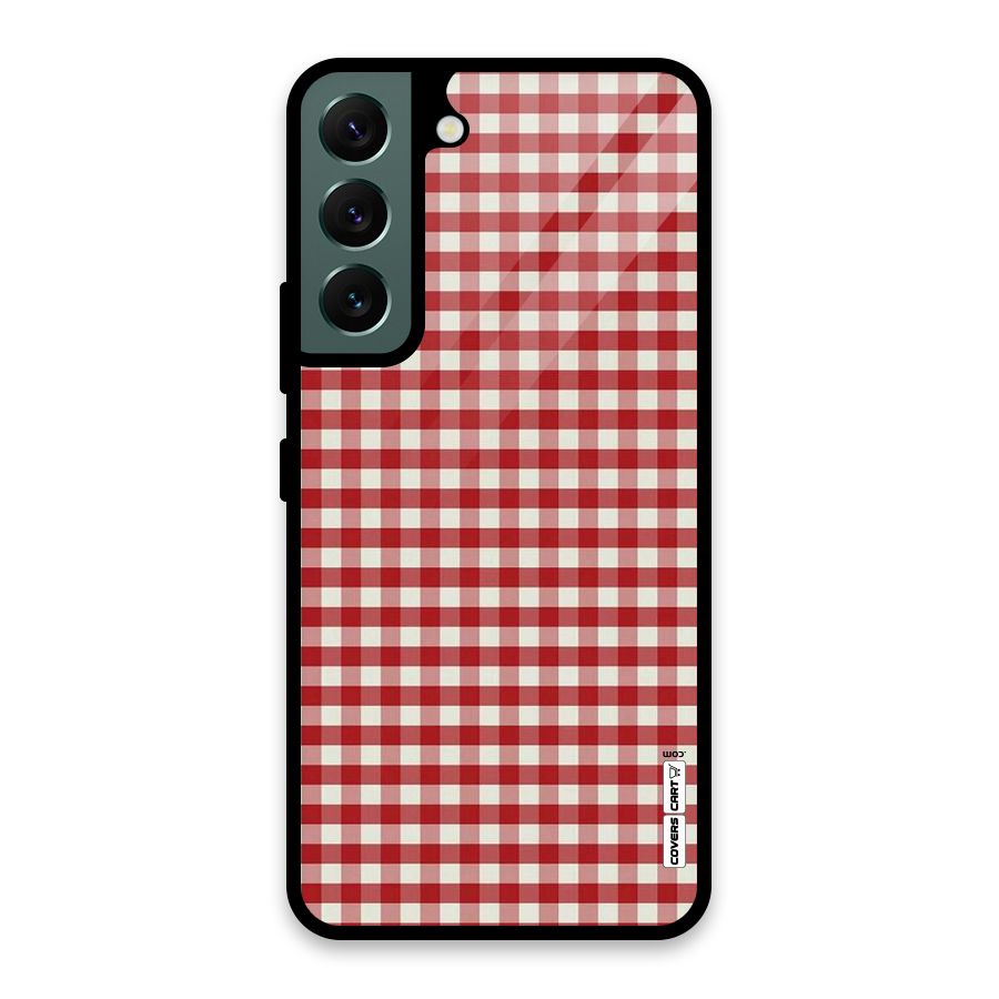 Red White Check Glass Back Case for Galaxy S22 5G