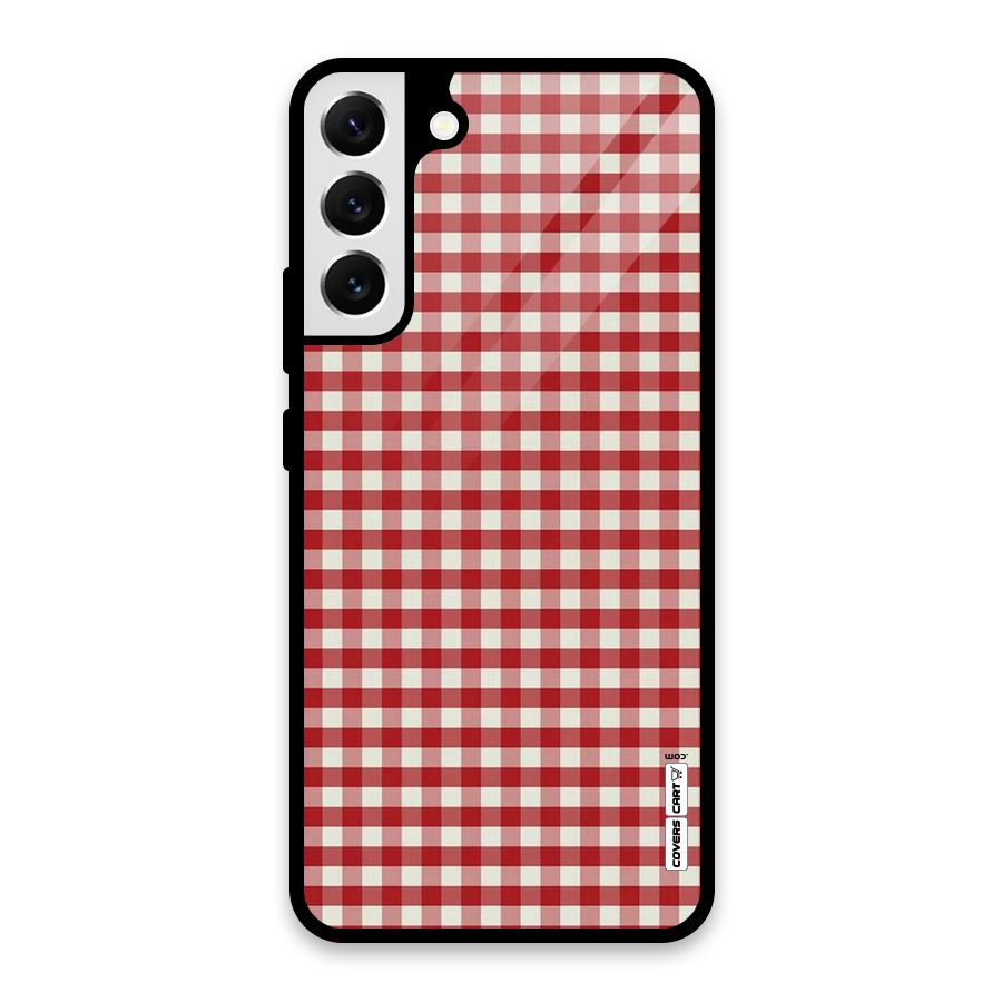 Red White Check Glass Back Case for Galaxy S22 Plus 5G