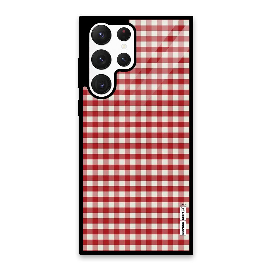 Red White Check Glass Back Case for Galaxy S22 Ultra 5G