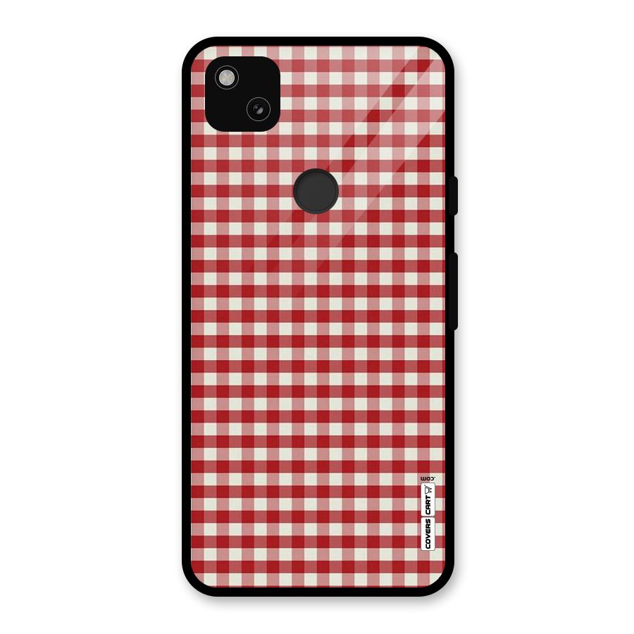 Red White Check Glass Back Case for Google Pixel 4a