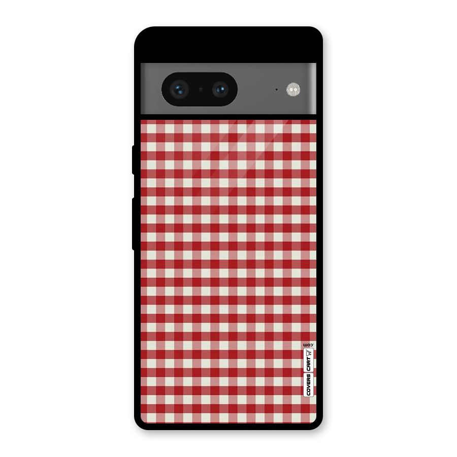 Red White Check Glass Back Case for Google Pixel 7