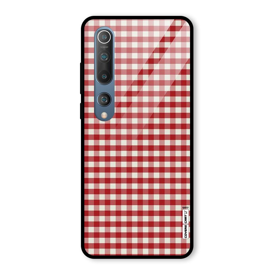 Red White Check Glass Back Case for Mi 10