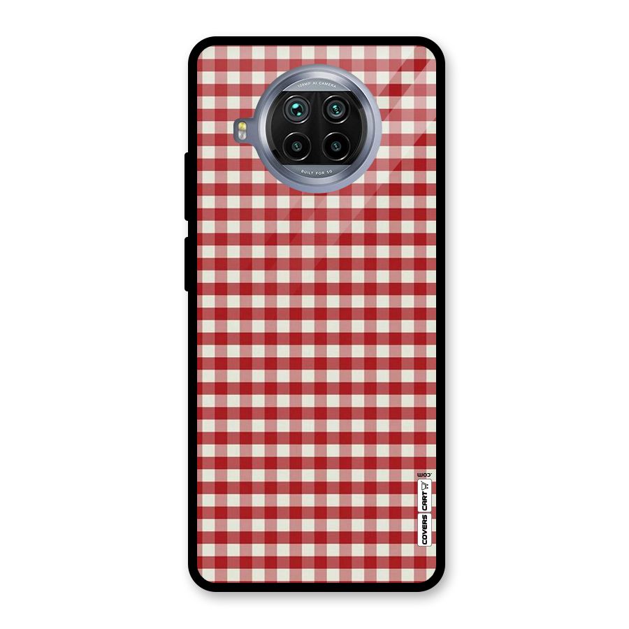 Red White Check Glass Back Case for Mi 10i