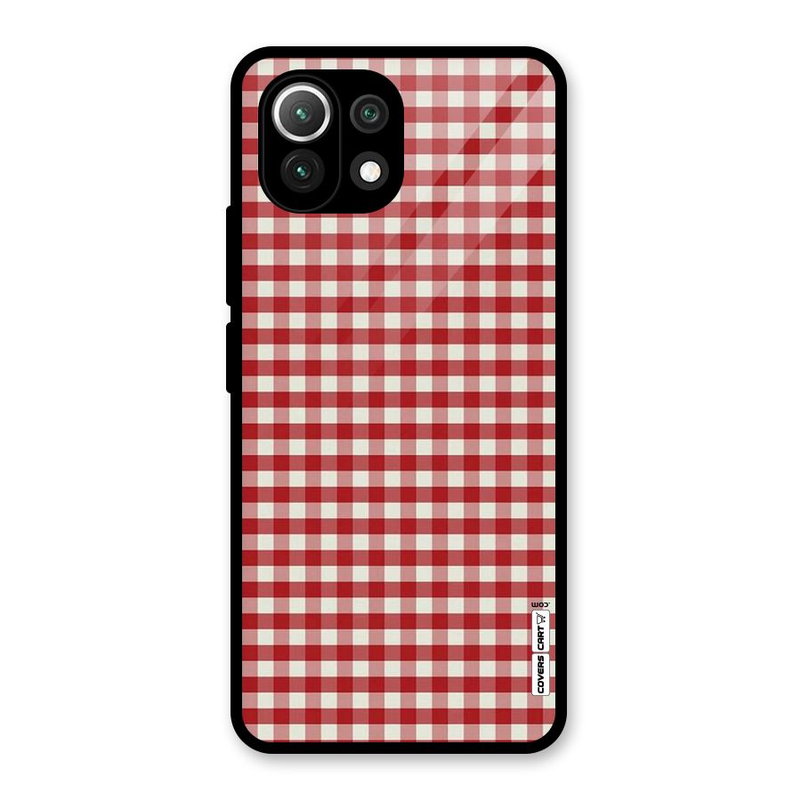 Red White Check Glass Back Case for Mi 11 Lite NE 5G