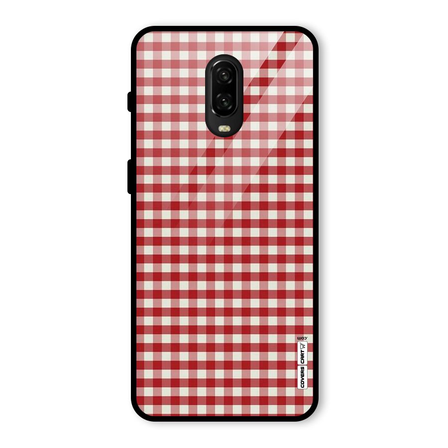 Red White Check Glass Back Case for OnePlus 6T
