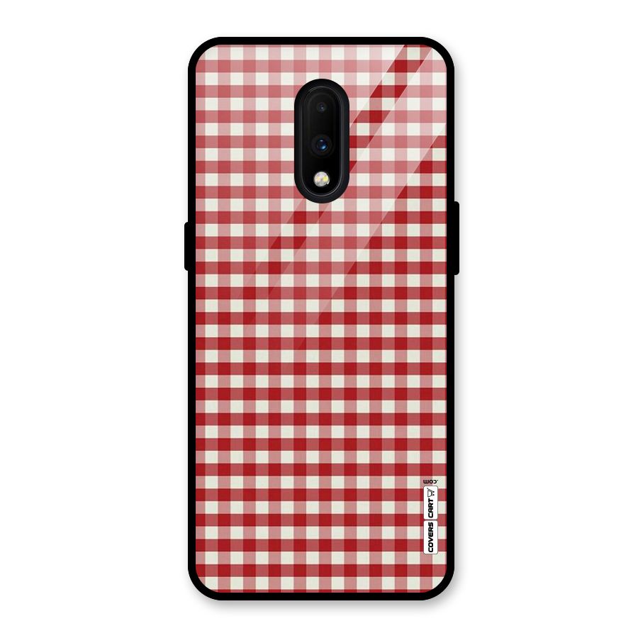 Red White Check Glass Back Case for OnePlus 7
