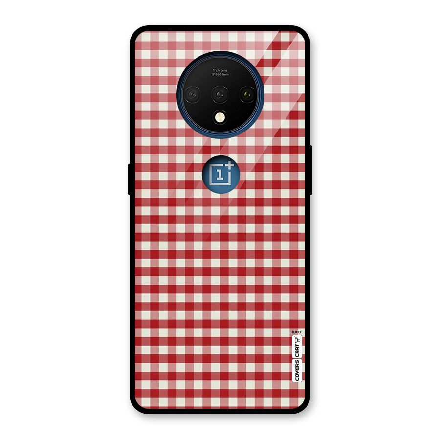 Red White Check Glass Back Case for OnePlus 7T