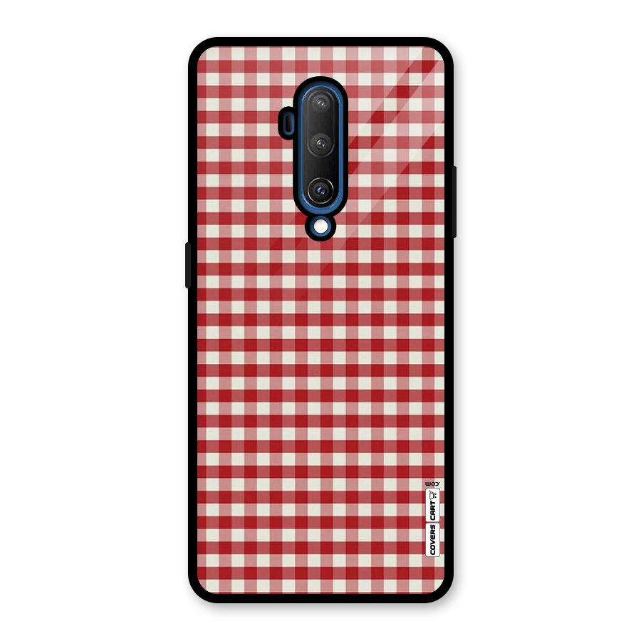 Red White Check Glass Back Case for OnePlus 7T Pro