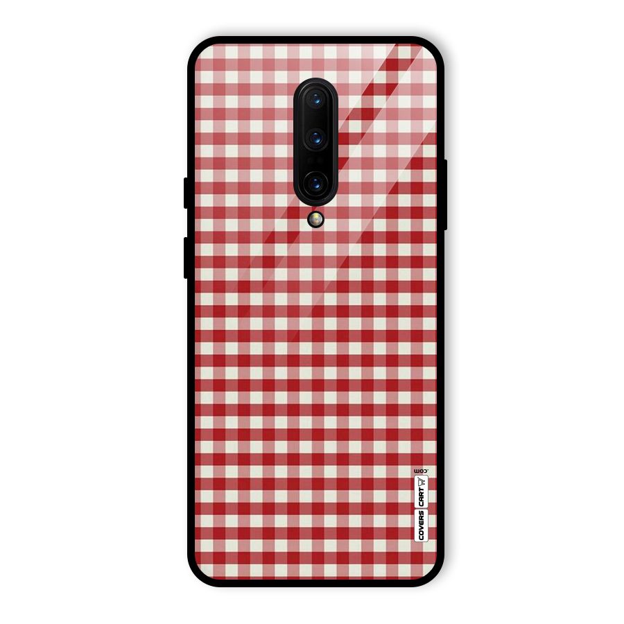 Red White Check Glass Back Case for OnePlus 7 Pro